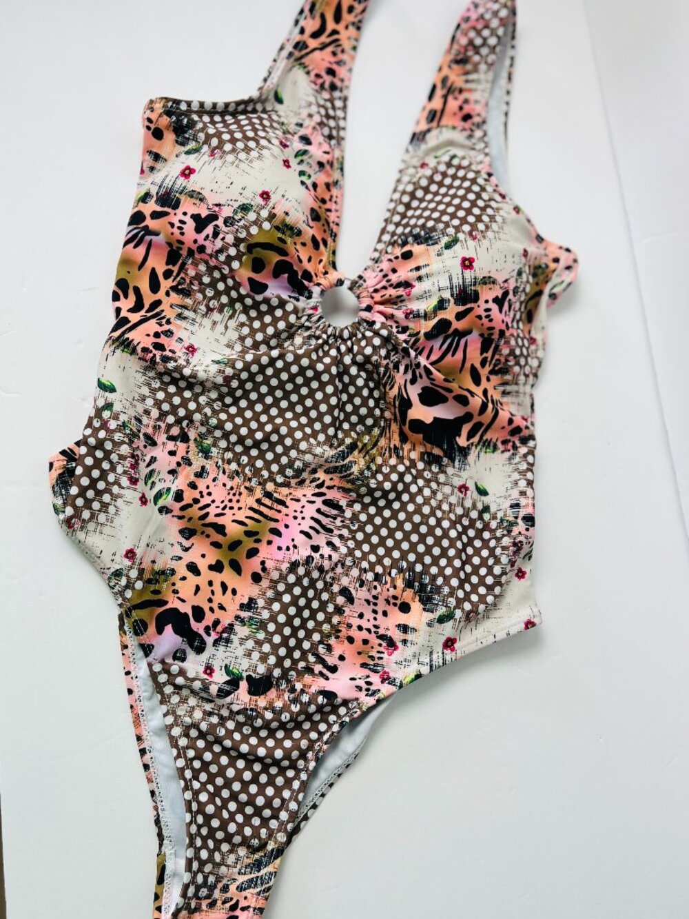 Emme Jordan Polka Dot Animal Print One-Piece Swimsuit Multicolor Beach/Swimwear